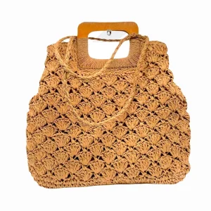 Bolso de crochet con asas cámel