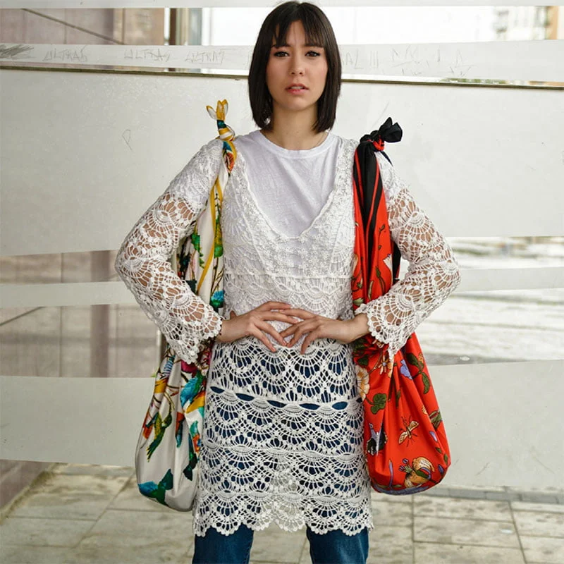 Bolsa de tela de Pañuelos Azul y beige - Imagen 4