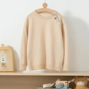 Botón de la tripulación para niños Button de hombro Sweater Cabalero de manga larga Raglan Top