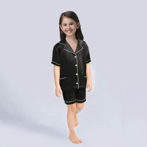 Pajama de seda para niños cortos Pajamas de seda para niños