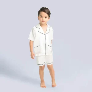 Pajama de seda de niños Juego de dos piezas Single Sleepwear de seda para niños