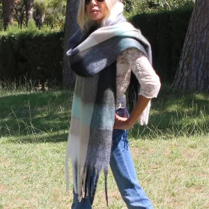 Bufanda de cuadros «Beige y negro»