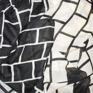 Bufanda de viscosa «cuadros blancos y marrón»