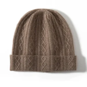 Gorro de punto de cachemira con ala vuelta hacia arriba Gorro de punto de cachemira Gorro de invierno