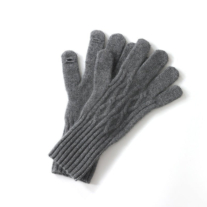 Guantes de punto trenzado de cachemira pura con pantalla táctil Mitones de invierno de cachemira - Imagen 5