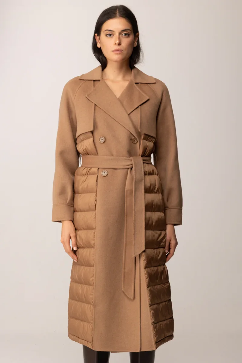 Twinset abrigo acolchado con cinturon camel - Imagen 2
