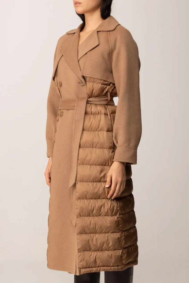 Twinset abrigo acolchado con cinturon camel - Imagen 3