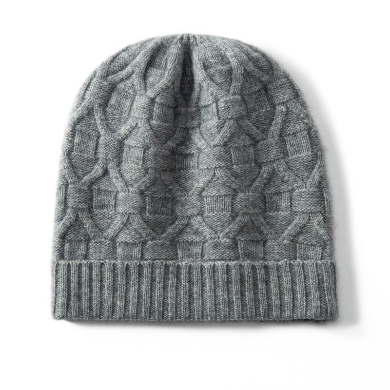 Gorro Beanie De Puro Cashmere Con Punto Geométrico Gorro De Punto De Cashmere Acanalado - Imagen 5