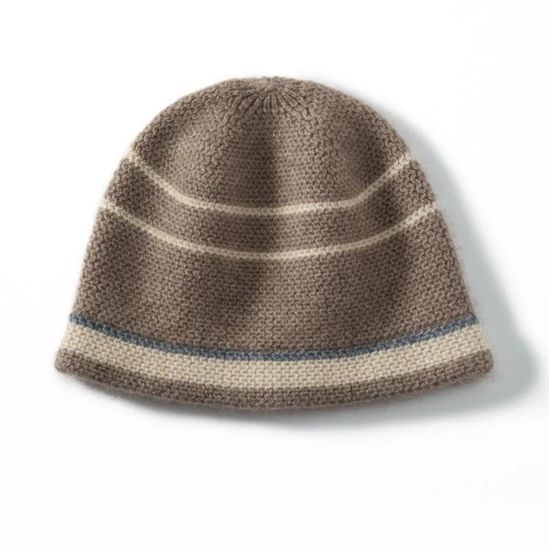 Gorro de cachemira Gorro de invierno de cachemira a rayas Gorra unisex 100% cachemira - Imagen 3