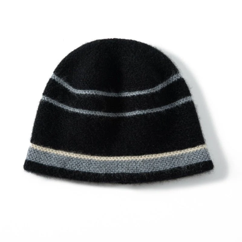 Gorro de cachemira Gorro de invierno de cachemira a rayas Gorra unisex 100% cachemira - Imagen 4