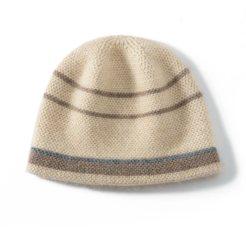 Gorro de cachemira Gorro de invierno de cachemira a rayas Gorra unisex 100% cachemira - Imagen 2