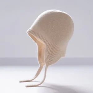 Gorro con orejeras de cachemira Gorro de cachemira pura Gorro de invierno de cachemira con cuerdas