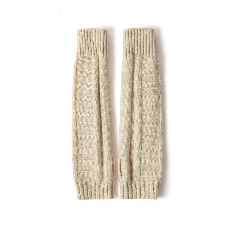 Guantes de cachemir acanalado calentadores de brazo manchas sin dedo para mujeres - Imagen 3