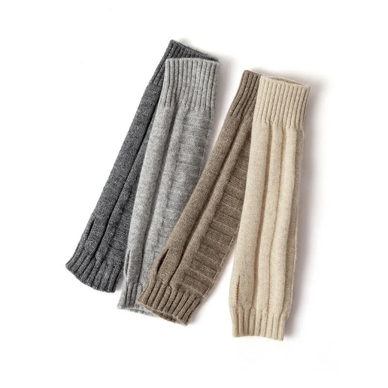 Guantes de cachemir acanalado calentadores de brazo manchas sin dedo para mujeres - Imagen 6