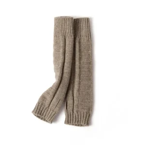 Guantes de cachemir acanalado calentadores de brazo manchas sin dedo para mujeres
