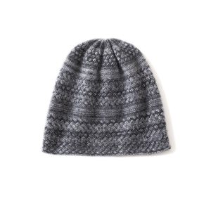 Hombo de gorro de punto de cachemir unisex con patrón texturizado hecha a mano