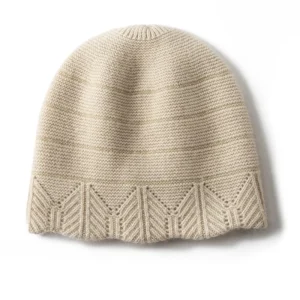Gorro De Cachemira Pura Con Borde De Chevron Gorro De Cachemira Tejido Texturizado