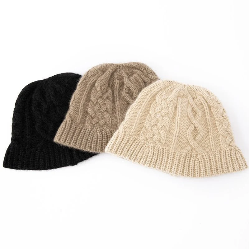 Gorro tipo pescador de cachemir grueso Gorro de ochos de cachemira para mujer - Imagen 6