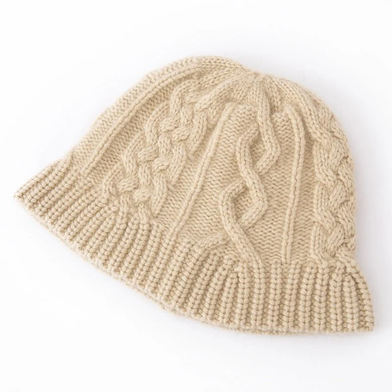 Gorro tipo pescador de cachemir grueso Gorro de ochos de cachemira para mujer - Imagen 3