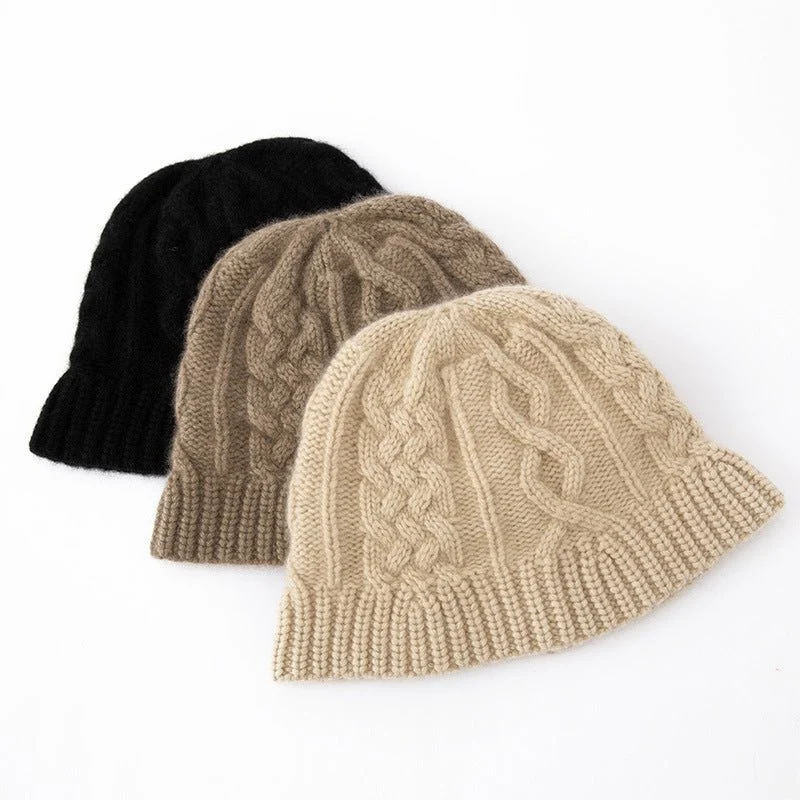 Gorro tipo pescador de cachemir grueso Gorro de ochos de cachemira para mujer - Imagen 2
