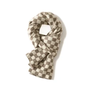 Pure Cashmere Checkerboard Buff Buff Cashmere Knit Wrap