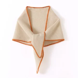 Bufanda Triangular de Cachemira con Ribete Contrastante, Pañuelo de Cuello