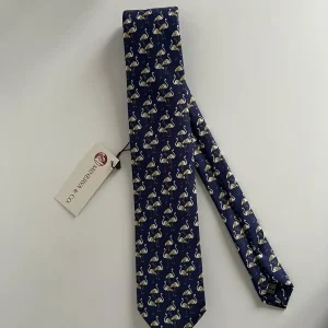 Corbata Flamenco Azul Marino, Amarillo