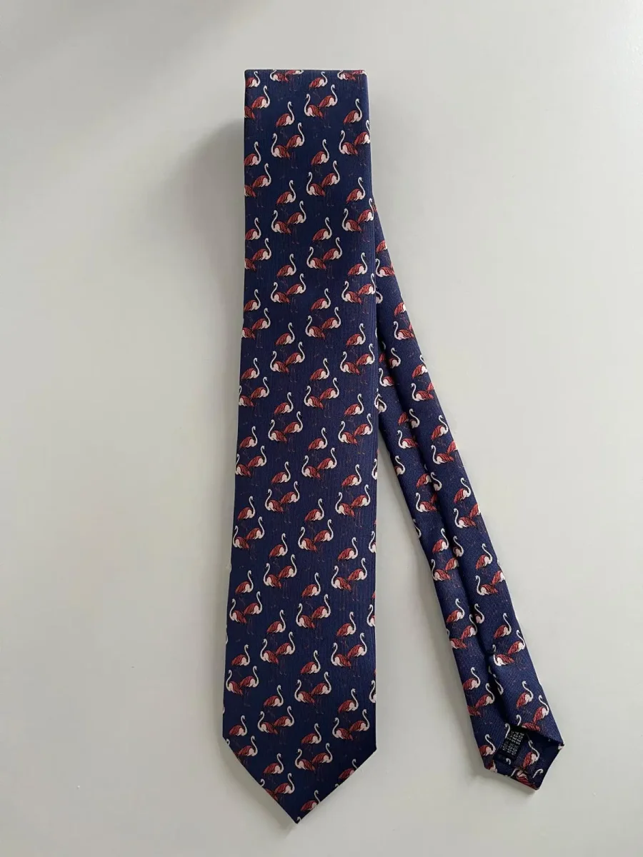Corbata Flamenco Azul Marino y Rosa