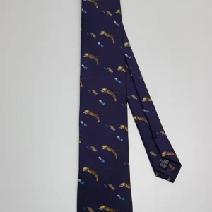 Corbata Leopardo Azul Marino