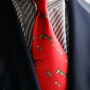 Corbata Leopardo Rojo