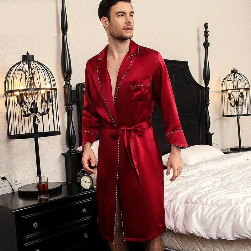 Peples de túnica de seda para hombres y mujeres 100% de túnica a juego de seda - Imagen 4