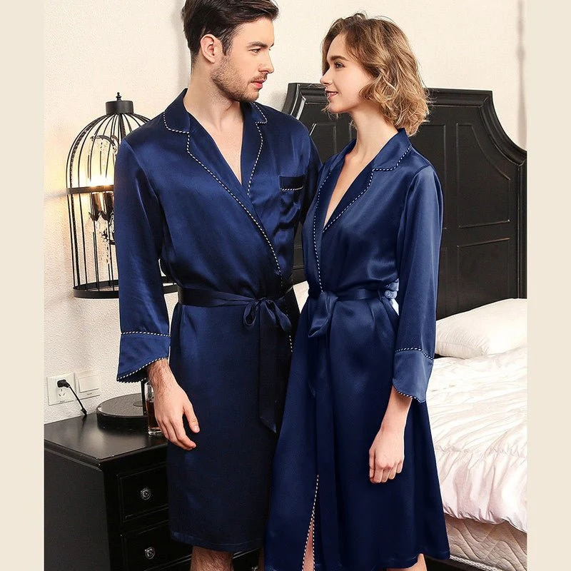 Peples de túnica de seda para hombres y mujeres 100% de túnica a juego de seda - Imagen 7