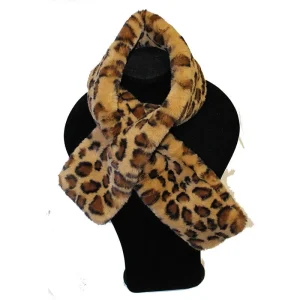 Cuello de pelo sintético leoprado