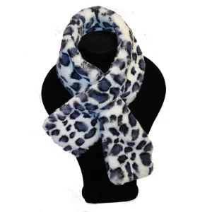 Cuello de pelo sintético leoprado balnco y negro