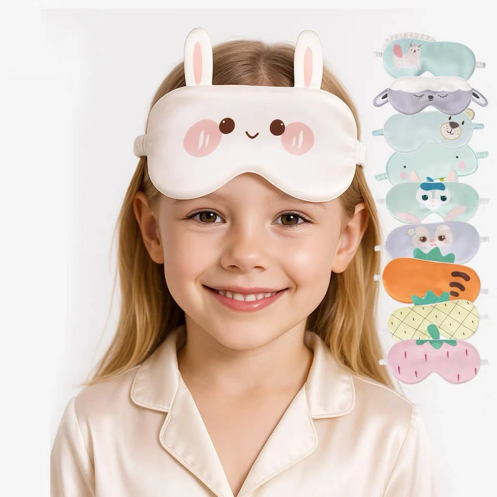 Antifaz de seda para niños, antifaz de seda para dormir con diseños de animales y frutas de dibujos animados - Imagen 5