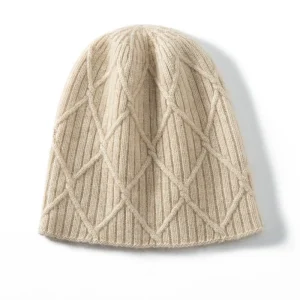 Gorro de punto de cachemira con textura Diamond Cashmere para hombres y mujeres
