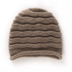 Gorro de cachemira Diamond Wave para mujer Gorro de punto de cachemira texturizado