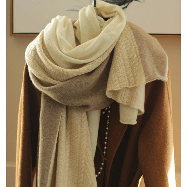 Bufandas de cachemira de doble tonelada Long Cashmere Connited Wraps for Women - Imagen 5