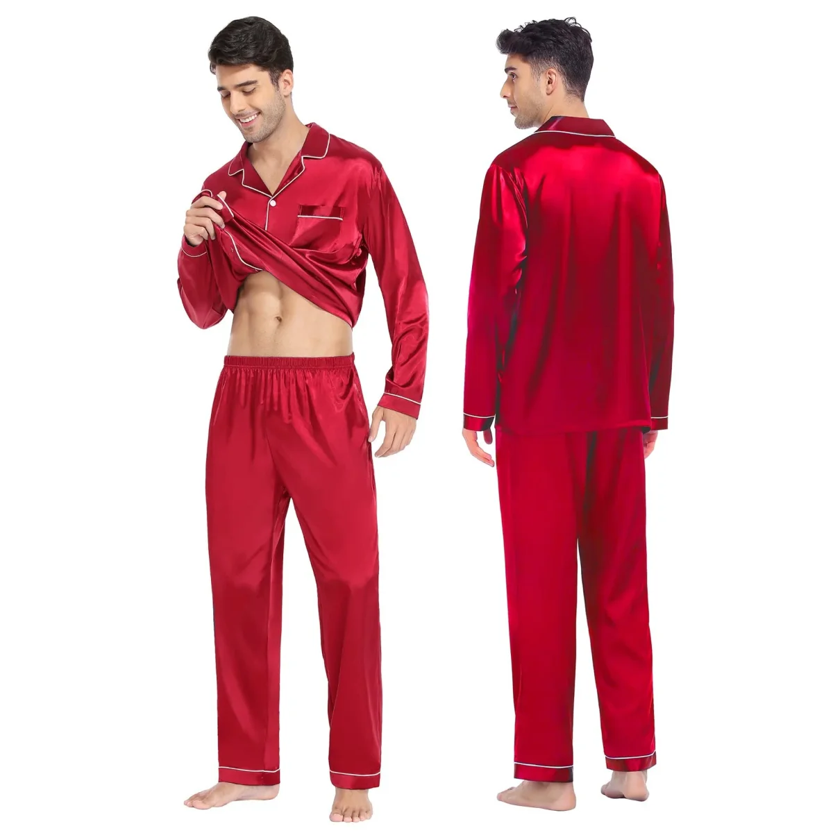 Familia Long Silk Pajama Set 100% puro de seda pura PJS - Imagen 9