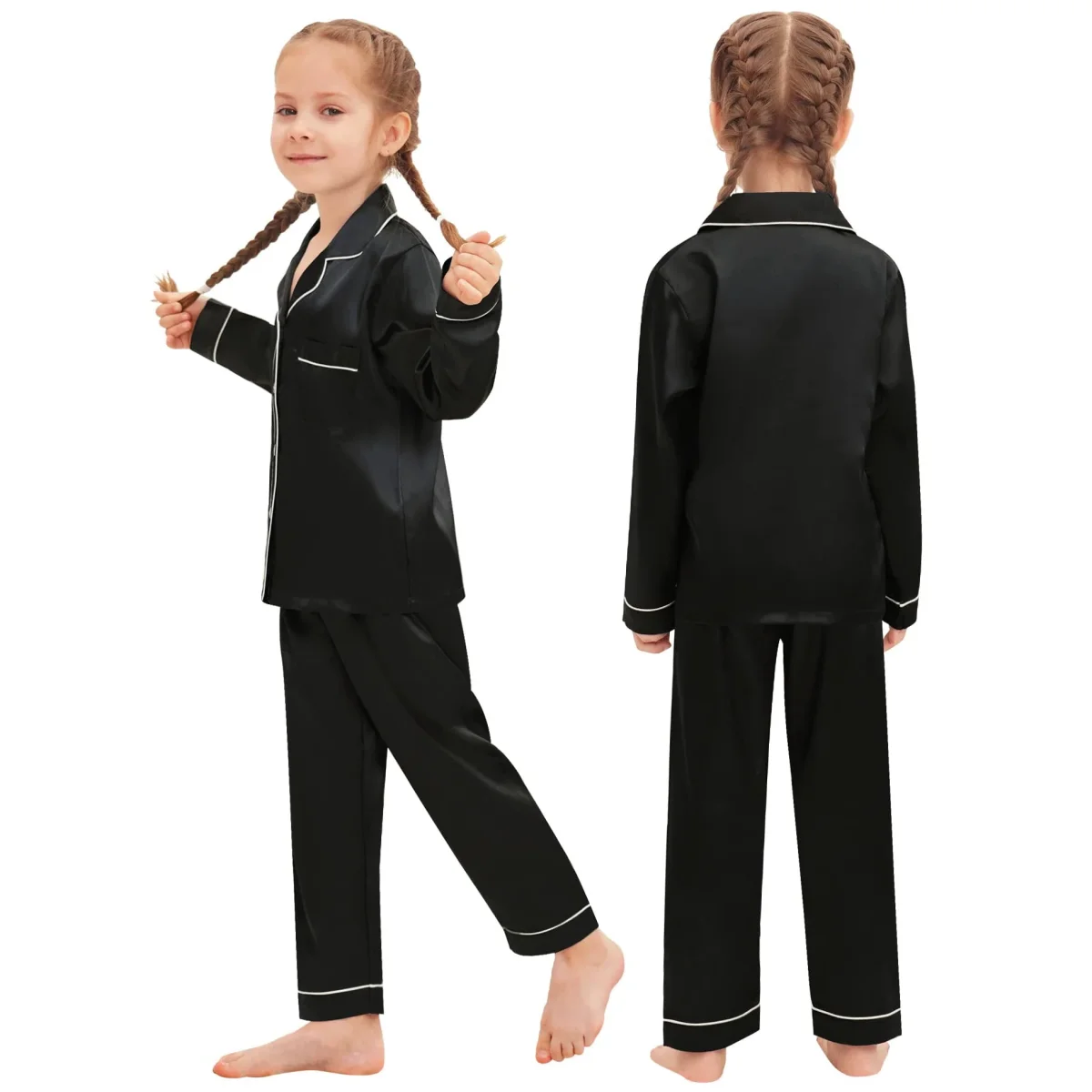 Familia Long Silk Pajama Set 100% puro de seda pura PJS - Imagen 6