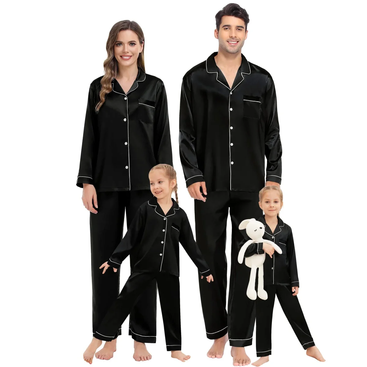 Familia Long Silk Pajama Set 100% puro de seda pura PJS - Imagen 3