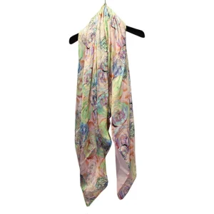 Fular de seda con forro con Flores colores