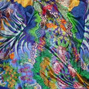 Fular de seda Selva azul