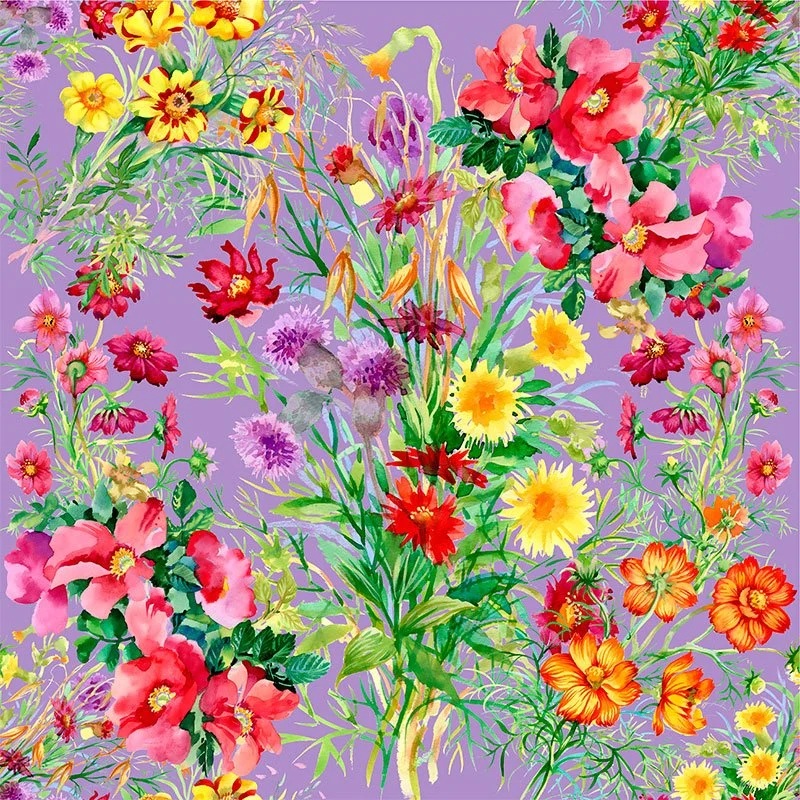 Fular de seda con forro Flores violeta - Imagen 4