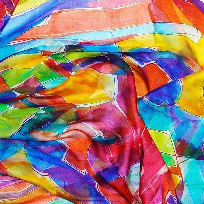 Fular de seda «Formas de colores»