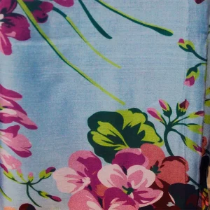 Fular de seda XL Flores sobre azul