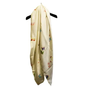 Fular de semi seda con forro Mariposas beige