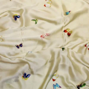 Fular de semiseda Mariposas beige
