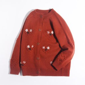 Cardigan de chicas Bordado floral Floral Cajante de cachemir para niños