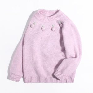 Sweater de cachemir niñas 3D Strawberry Adjunto de cachemir.